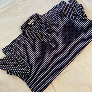 Peter Millar Summer Comfort Men’s L Short Sleeve Stretch Blue Pinstriped Shirt